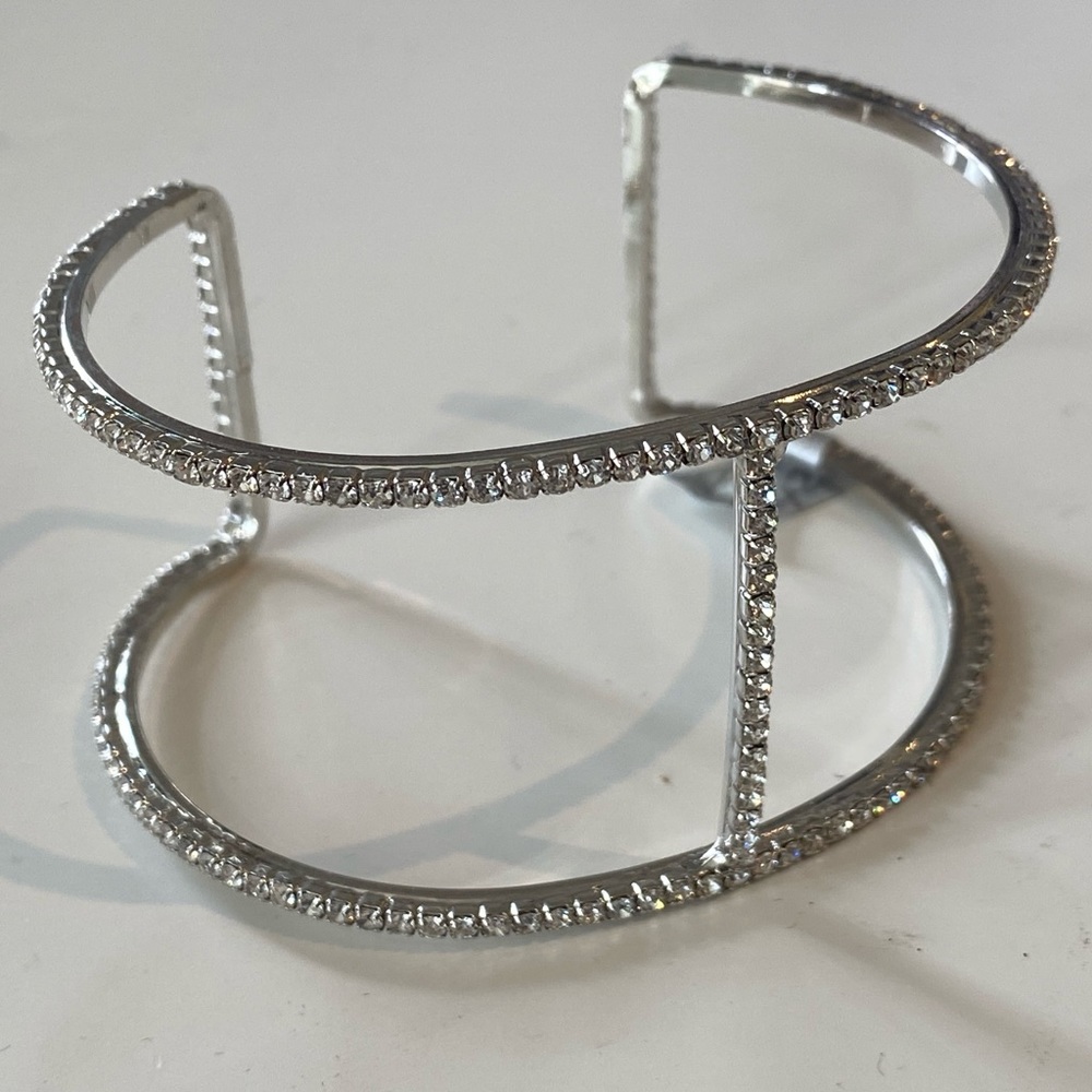 Silver cuff with crystals